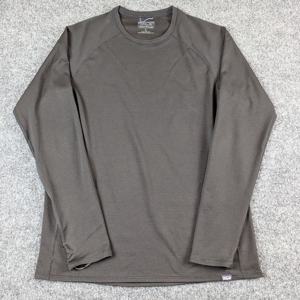 Patagonia Capilene Midweight Mens Large Black Long Sleeve Base Layer Shirt